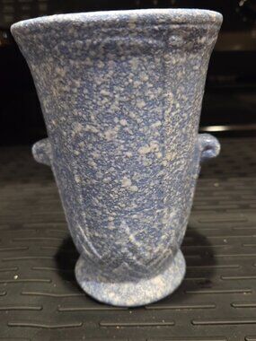 Robinson Ransbottom 1930s Vintage Ohio Pottery Blue Mottled Ceramic Vase 127/-